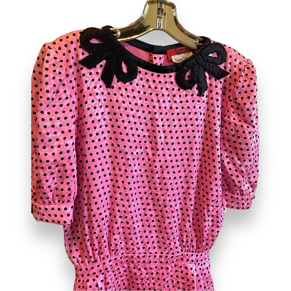 Super Rare Vintage Valentino Night- Silk Damask Polka Dot Dress. - Picture 3 of 10